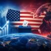 World map with financial charts showing how US elections impact the global economy